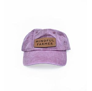 Mindful Farmer hat with custom leather patch Maroon color